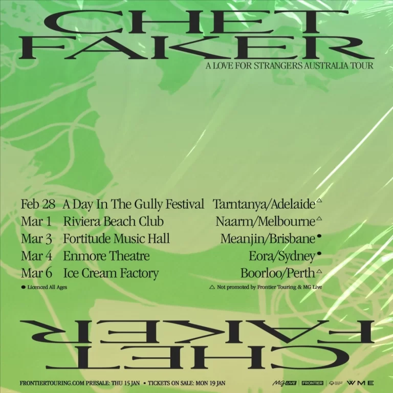 Chet Faker 2026 FEB MAR Live Music Australia Gig Calendars and Music Festivals